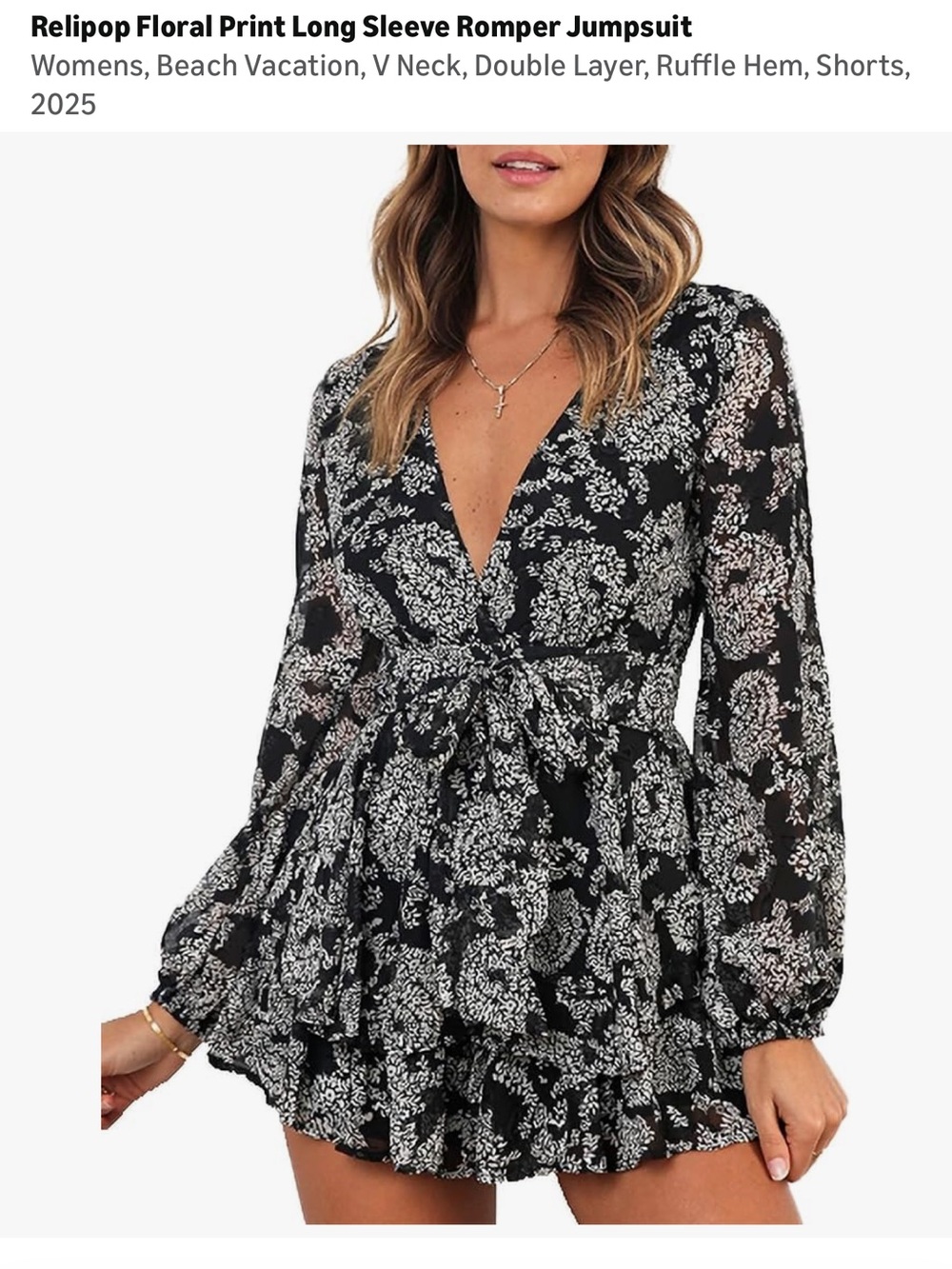 Relipop floral print long sleeve romper jumpsuit Small